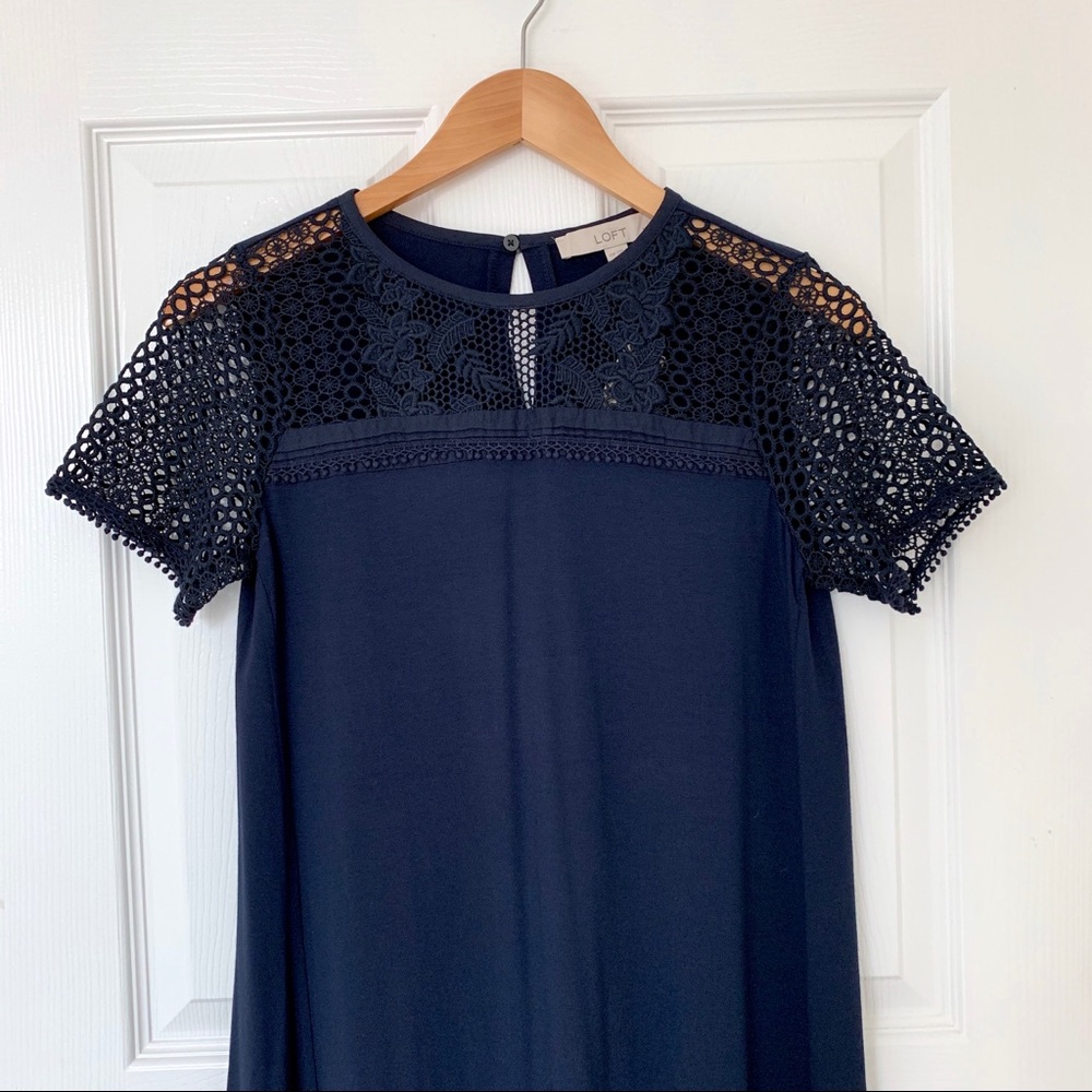 New Loft Navy Short Sleeve Dress